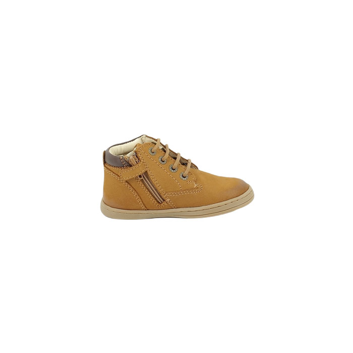 Remy Chausseur Kickers garcon tackland cuir lisse camel lacet zip