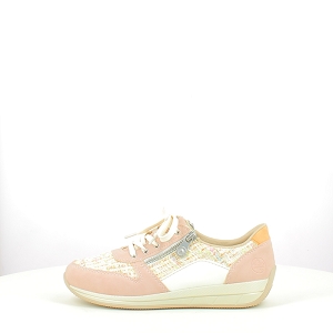 RIEKER N1100.31<br>CUIR VELOURS ROSE LACET ZIP