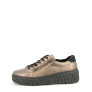 RIEKER N2501.90<br>CUIR LISSE BRONZE LACET ZIP