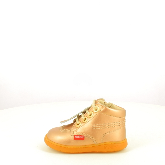 Kickers debout kick billista vernis beige lacet zip