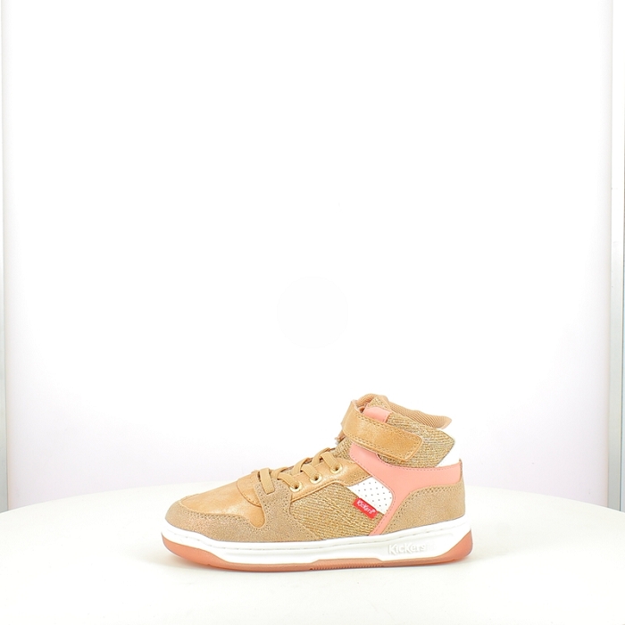 Kickers fille kickado cuir lisse beige scratch