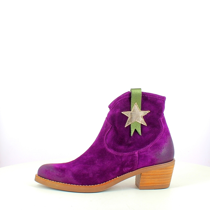 Mkd bottine geo cuir velours violet zip