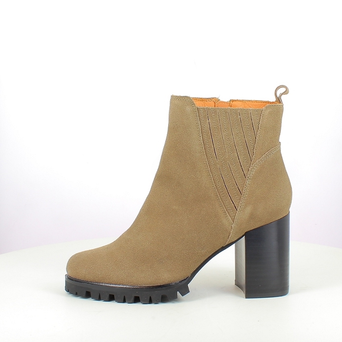 Karston bottine poppy cuir velours taupe zip